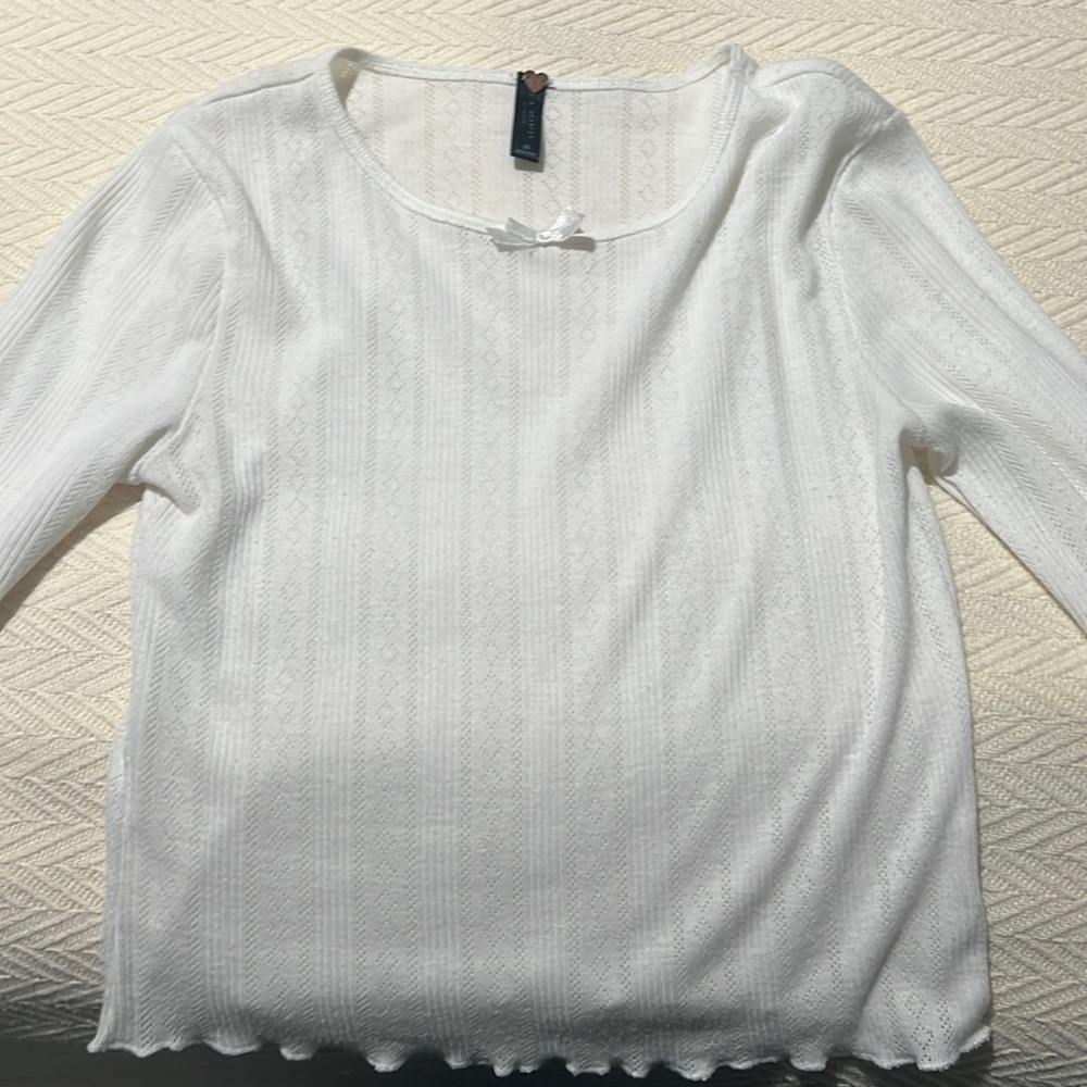 Coquette Women’s White LA Hearts Long Sleeve Top